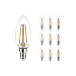 Opakowanie 10x Noxion Lucent LED E14 świeca Włókno Przezroczysty 2.5W 250lm - 827 Bardzo Ciepła Biel | Zamienne 25W