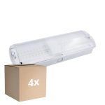 Opakowanie 4x Noxion LED Emergency Bulkhead Valkoinen 8.5W 500lm - 865 Światło Dzienne | Nagły Wypadek 3 Godziny - incl. 4 directions